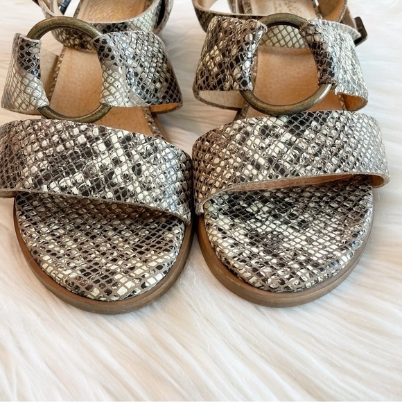 Seychelles Exhilarating Leather Snake Embossed Strappy Block Heel Sandals - Picture 4 of 9